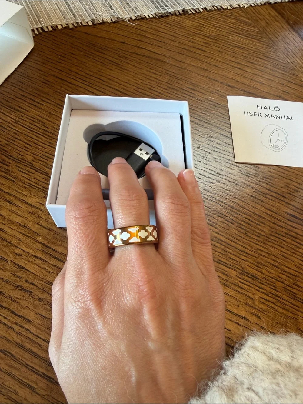 Halo Smart Heart Ring in Rose Gold with White Floral Accents